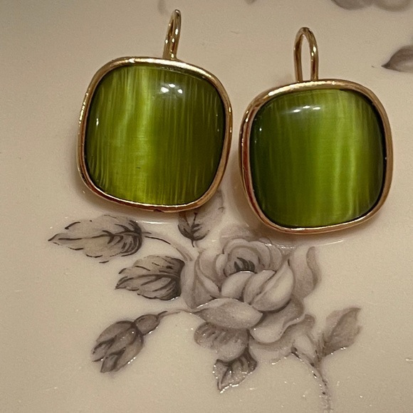 Set of Three Green Toned Pierced Earrings - Picture 2 of 7
